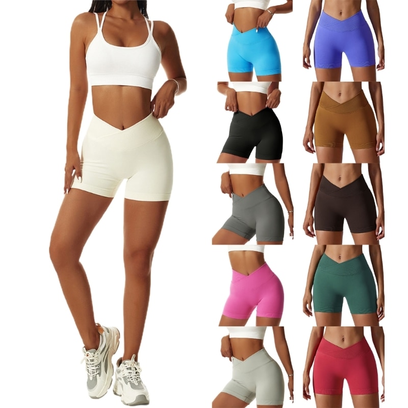 Women Shorts Seamless Design Summer Elastic Tight Fit Shorts for Girls Students M6CD