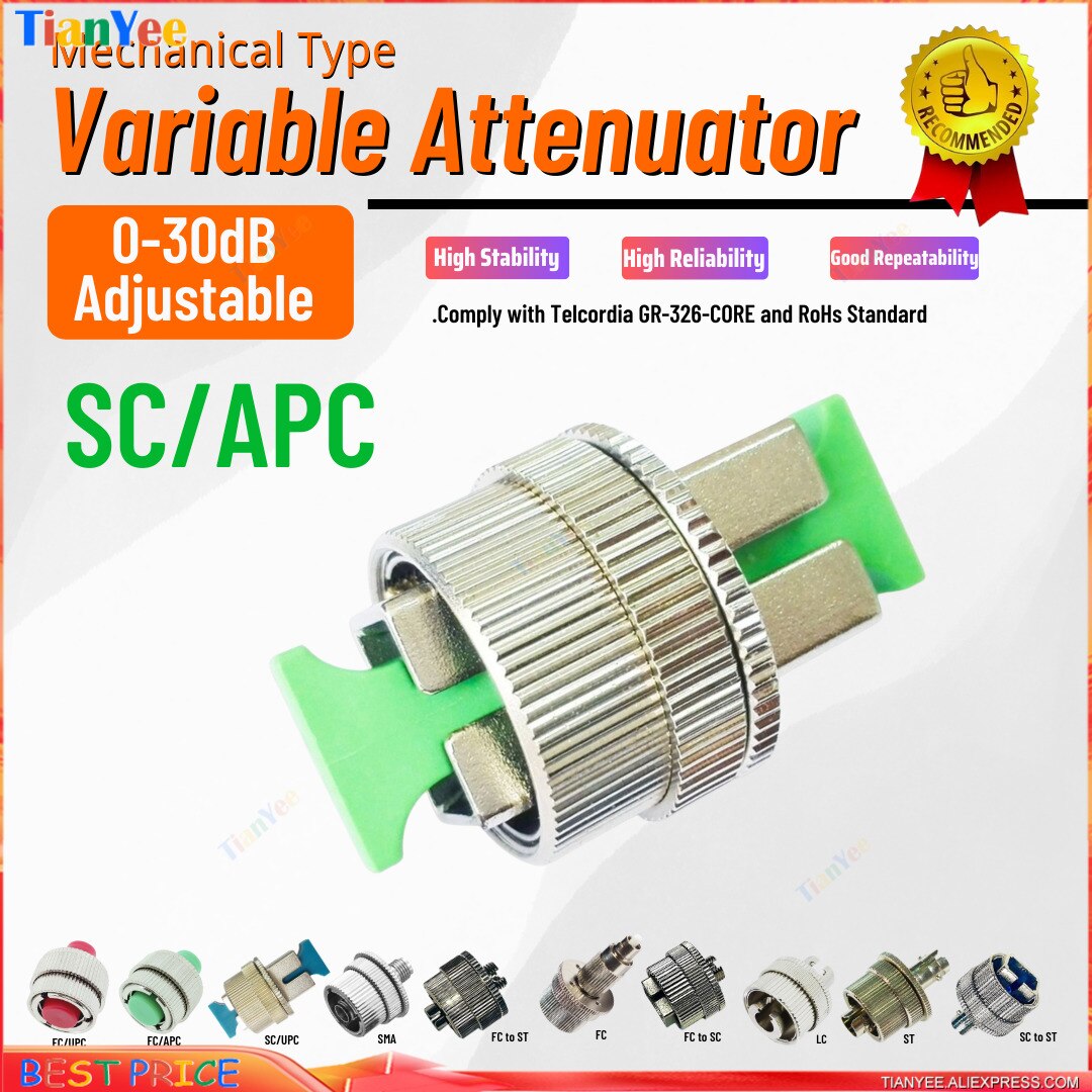 Free shipping AB232 SC/APC-SC/APC Adjustable Decay Attenuator 0-30dB Variable Fiber Optic Attenuator SC LC ST FC SMA