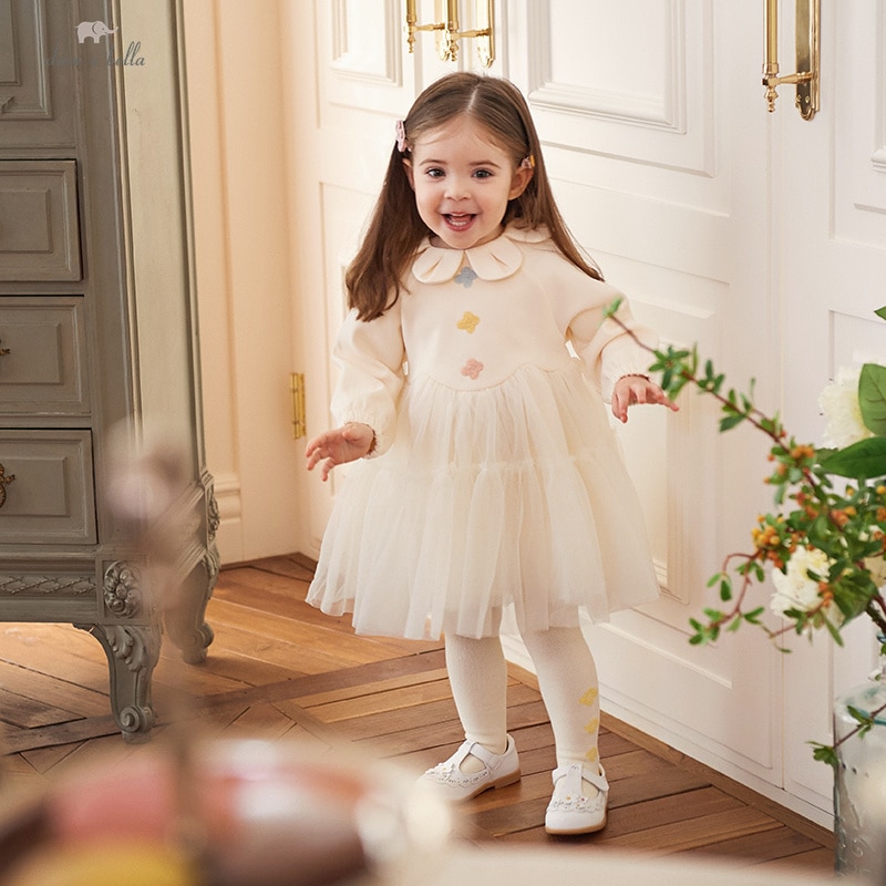 Dave Bella Girl's Dress Children's 2023 New Autumn Princess Dress Charm Sweet Classy Lovely Fashion Party Outdoor DB32