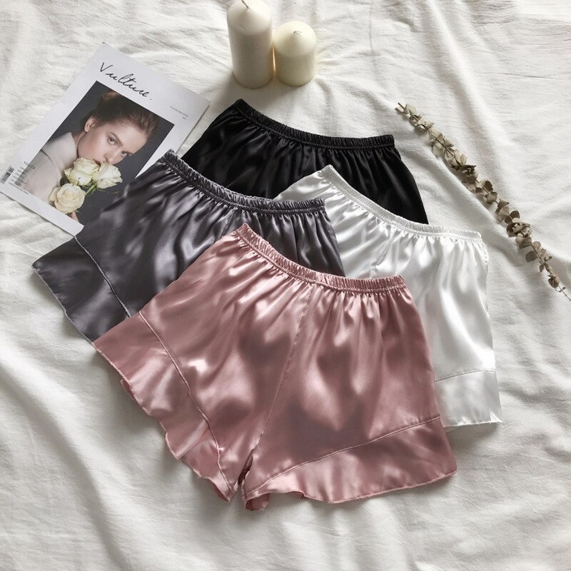 Women Elegance Satin Safety Short Flounce Lace Short Tights Soft Seamless Female Safe Shorts Sexy Plus Size Lace Shorts