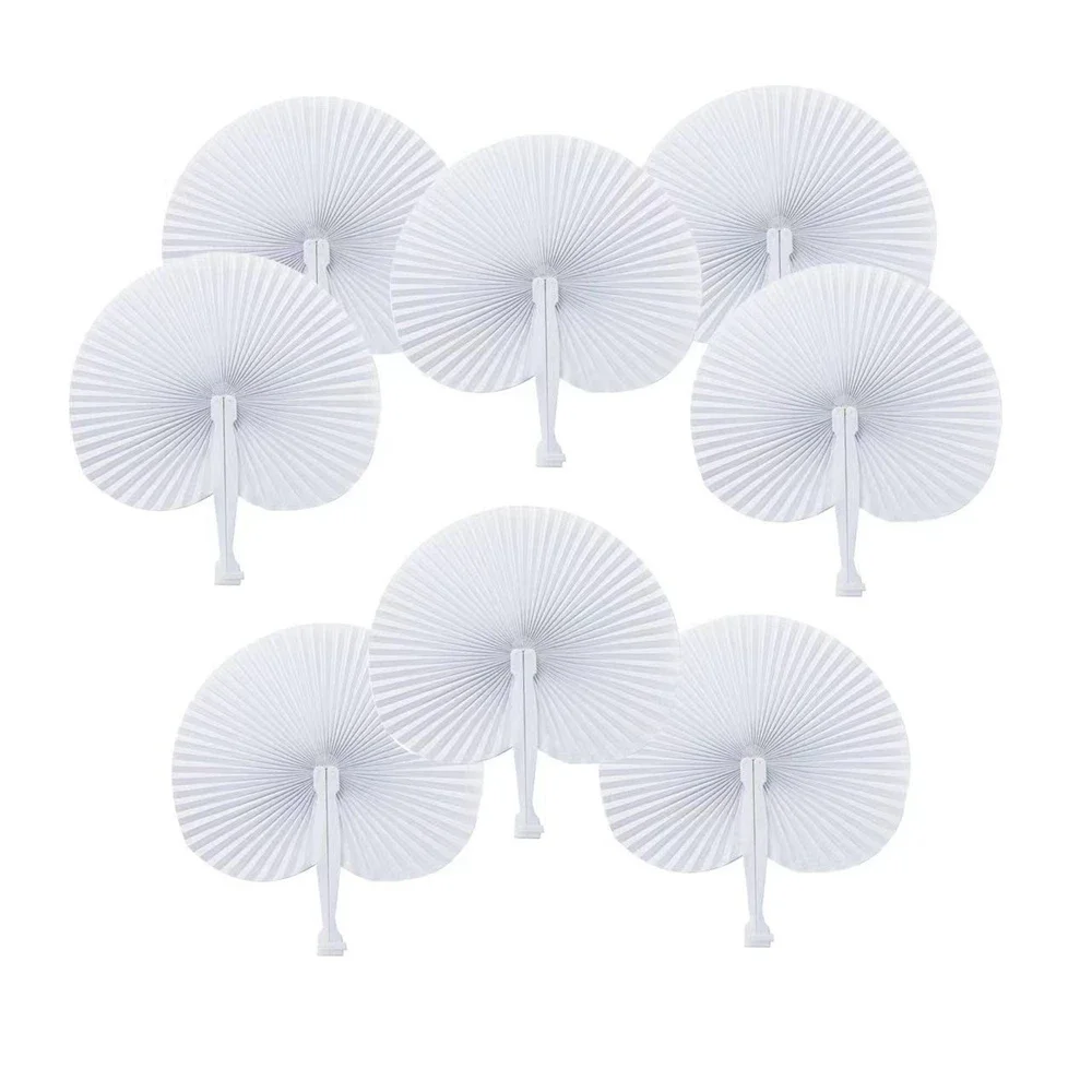 12PC White Folding Paper Fan for Kids Birthday Party, Wedding Guest Gifts, Baby Shower, Country Home