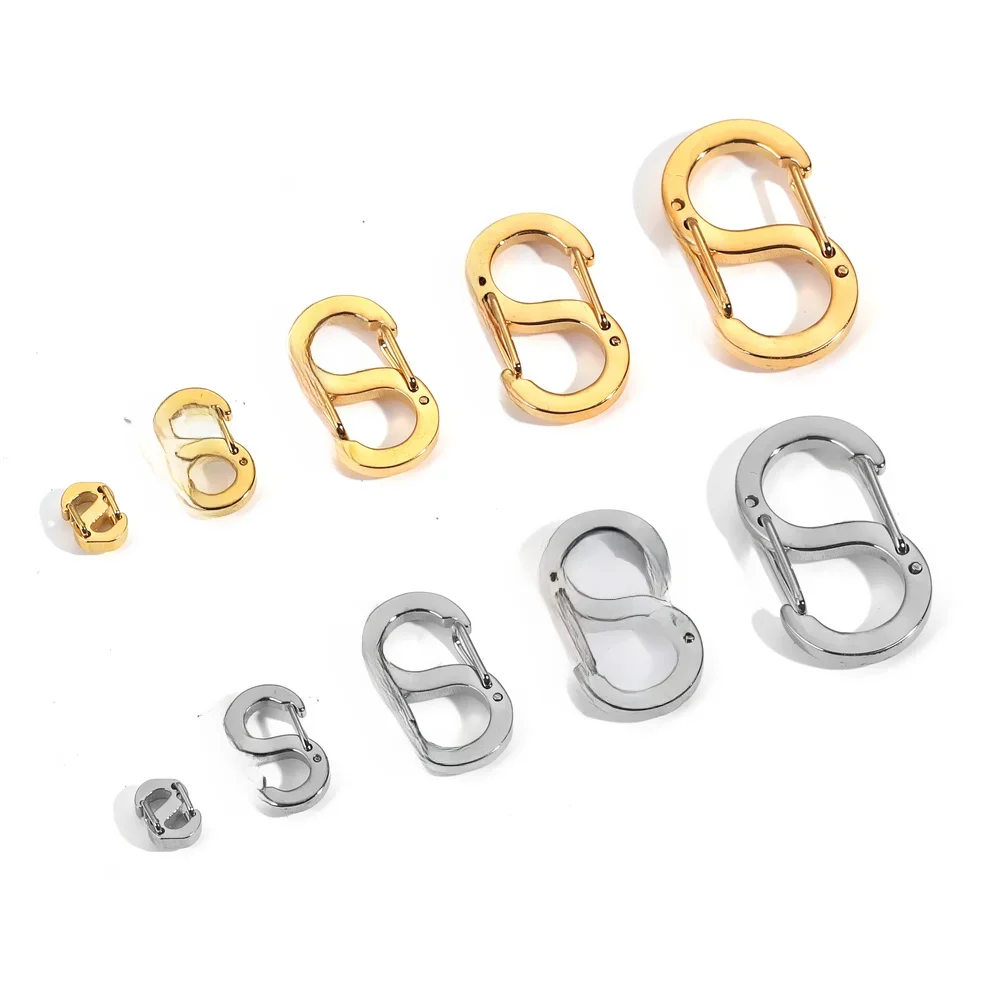 4pcs Letter S Lobster Clasps Stainless Steel Buckle Spring Snap Hook Carabiner Necklaces Connectors