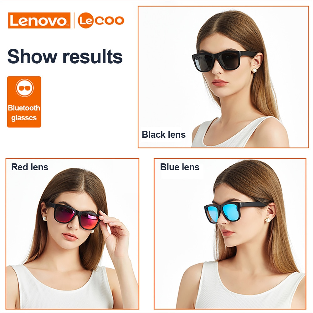 Lenovo Lecoo C8 smart glasses sports headset wireless BT5.0 call headset sunglasses outdoor sports anti-blue light BT glasses