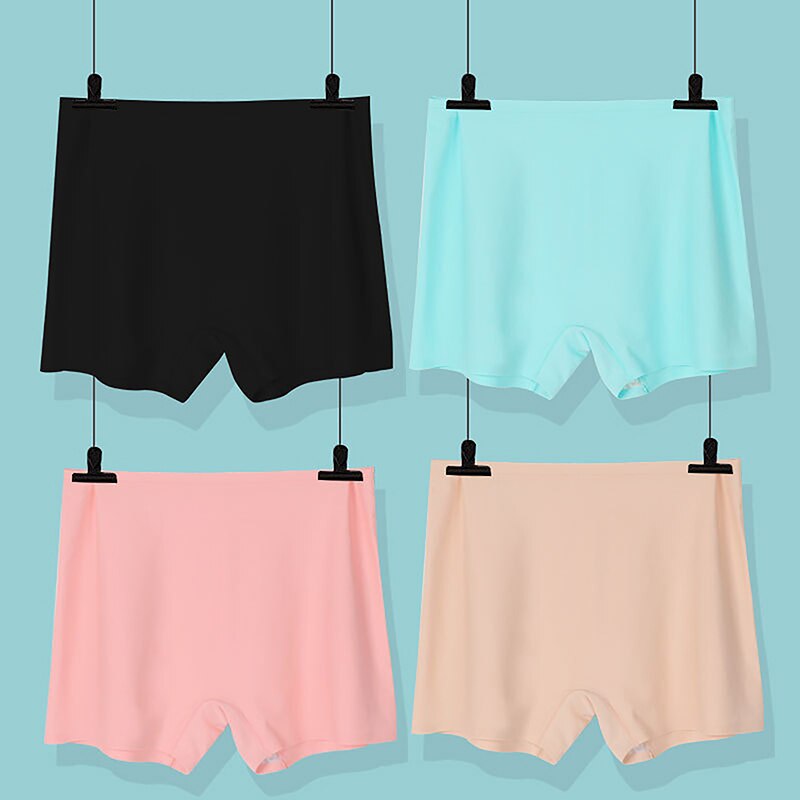 Icy Silk Seamless Safety Trousers Breathable Cotton Open Crotch High Waist Anti Nudity Boxer Briefs Women's Sports Briefs