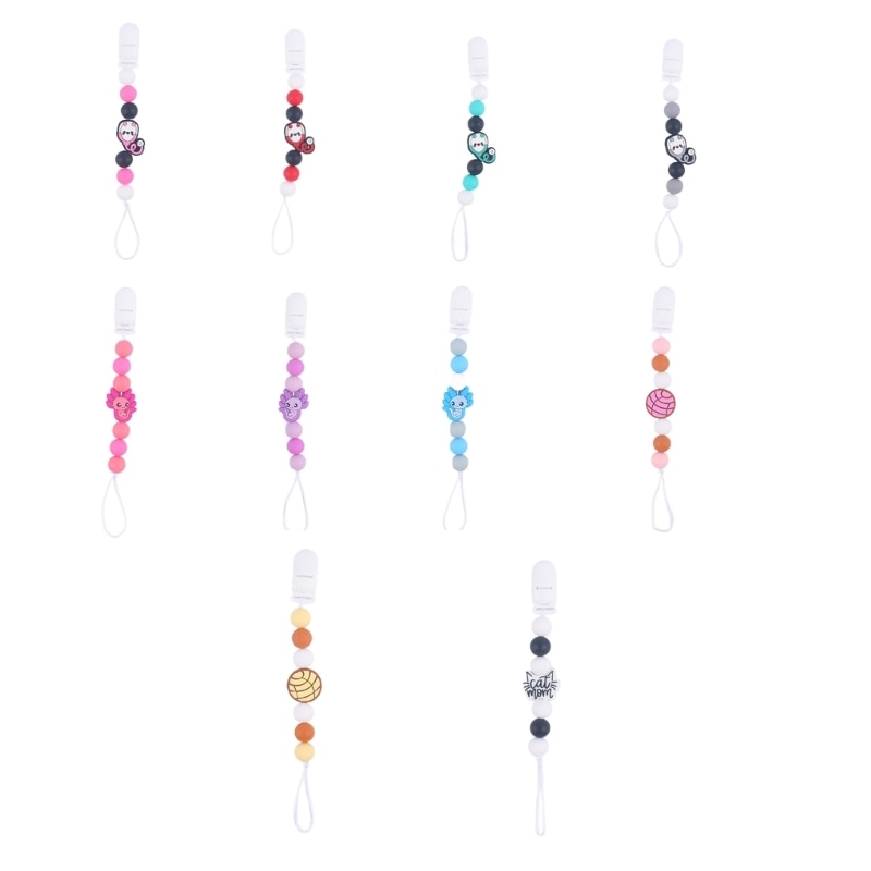 Silicone Pacifier Clip for Babies Infant Stethoscope/Water-Monster/Bread/Horn Teething Soothie Toy Pacifier Clip Gift