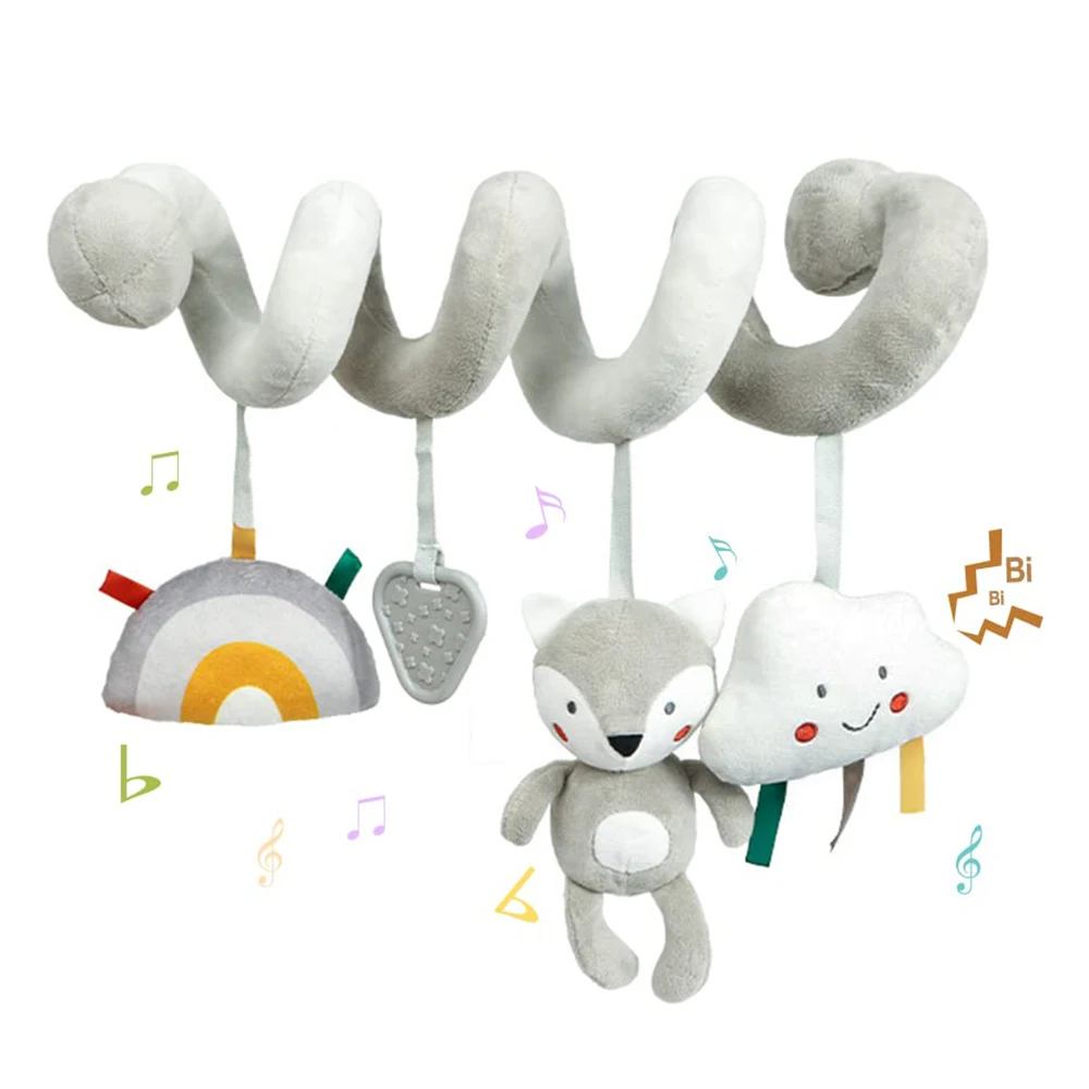 Activity Spiral Plush Hanging Baby Car Seat Toy Wrap Around Pram Pushchair Stroller Sensory Early