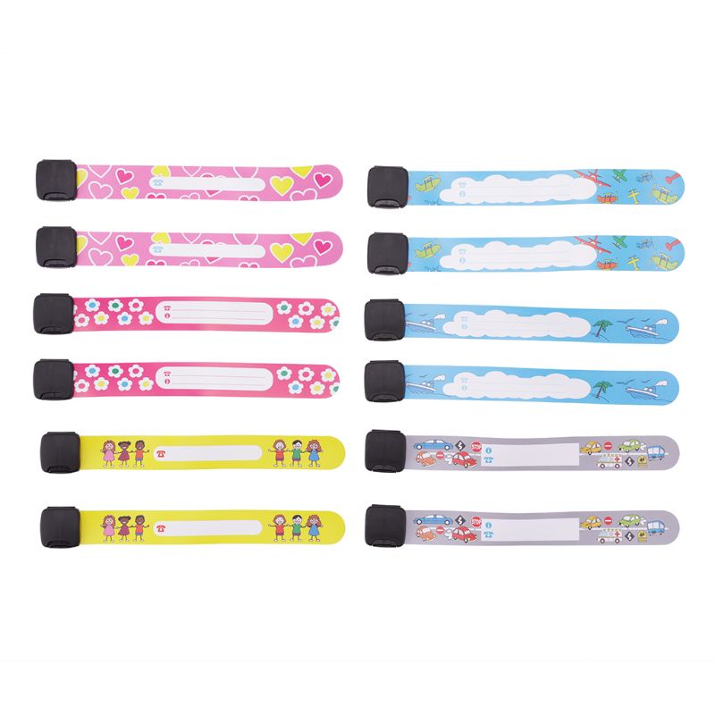 HUYU 8Pcs/Set Children Outdoor Safe Anti-lost Wristband Safety Recognition Bracelet For Kids Adjustable Waterproof Wristband