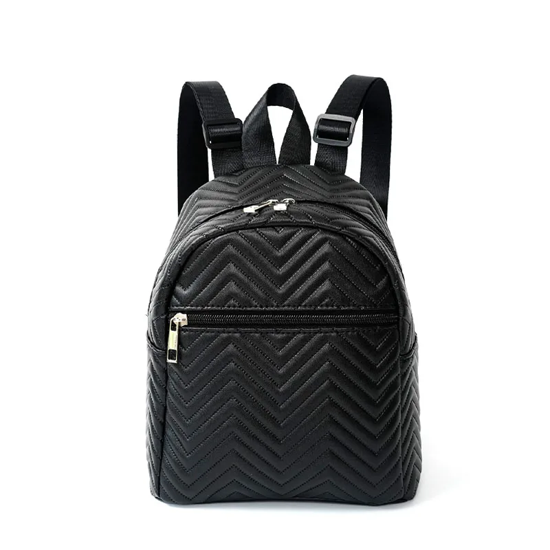 Mini Chevron Functional Backpack Women's Fashion Quilted Backpack, Small Shoulder Purse With Multi