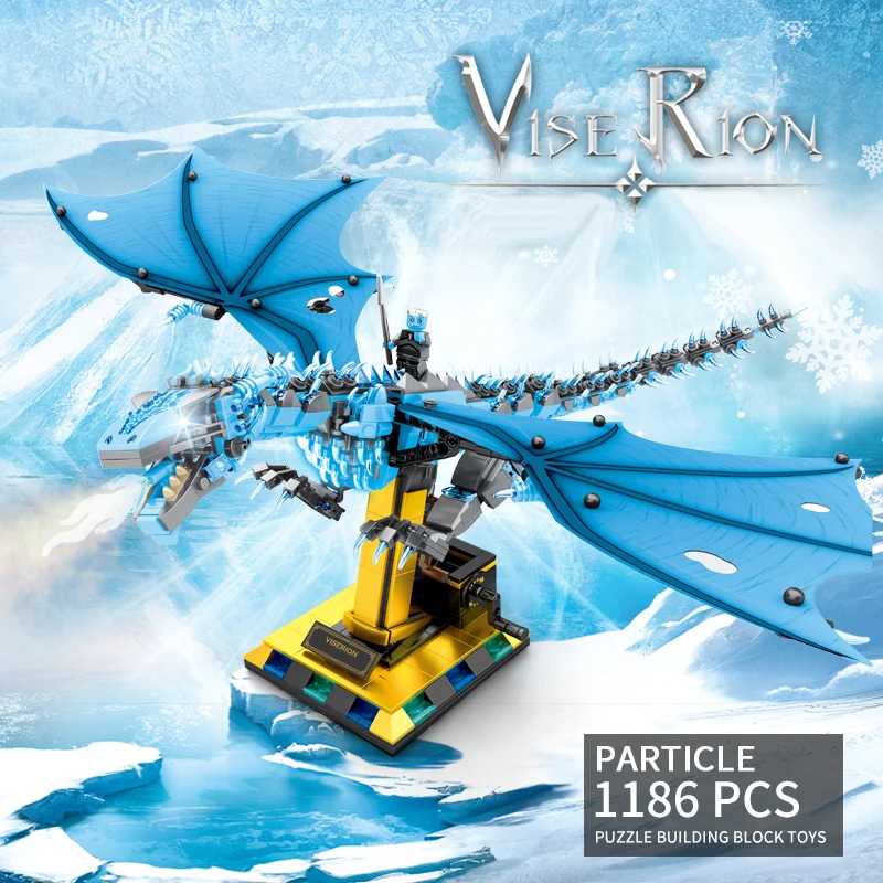 1186PCS Smaug Dragon Construction Building Blocks With Display Stand DIY Collection Gift Model Toys