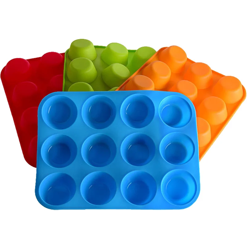 12 Holes Cupcakes Mold Muffin Cupcake Silicone Mold Non Stick Soap Chocolate Muffin Baking Pan