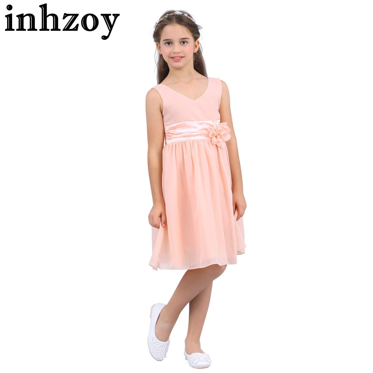 Toddler Kids Girls Birthday Party Dress Flower Girls Wedding Bridesmaid Chiffon Dress Princess Ball Gown Performance Costume