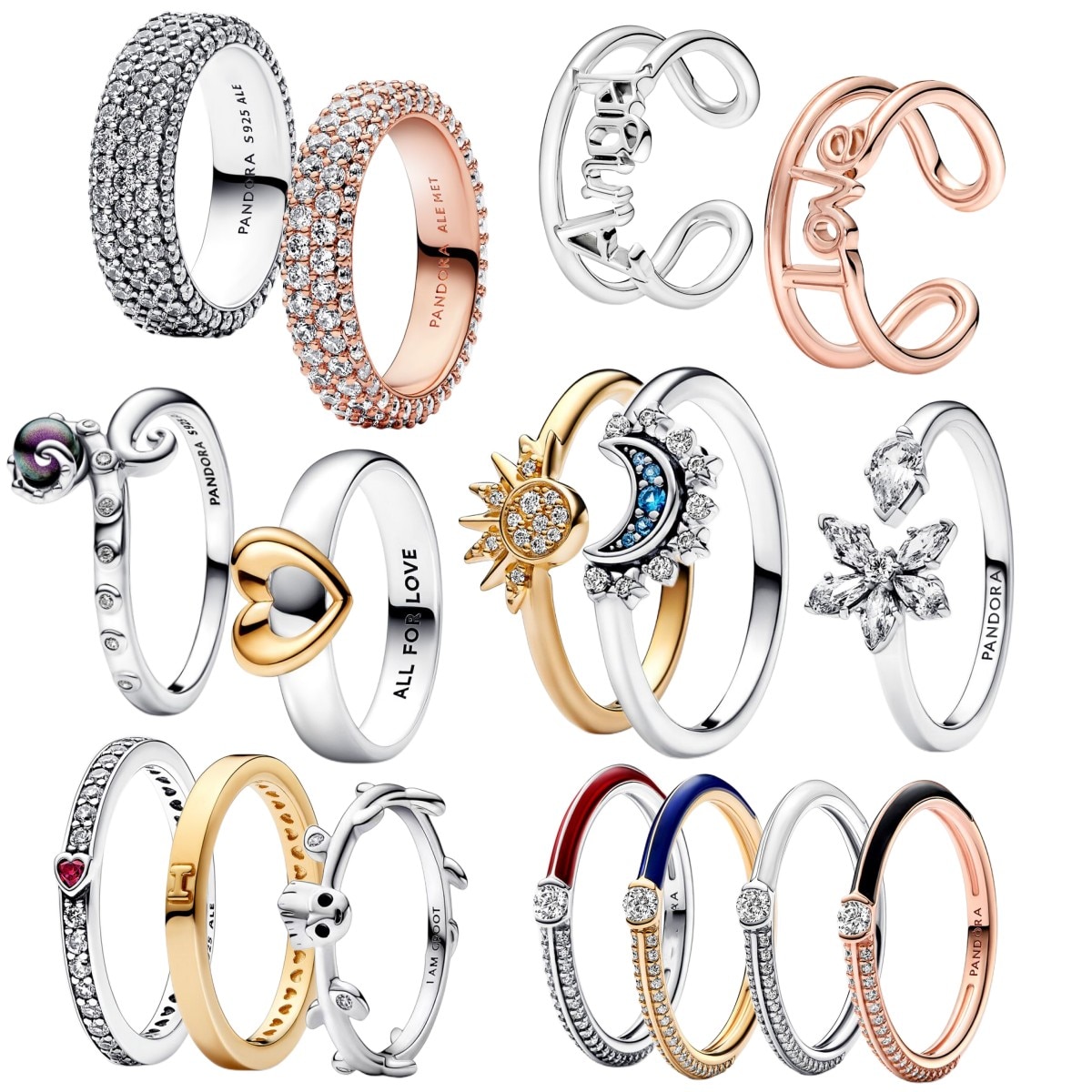 2023 Women's Jewelry 925 Sterling Silver Sun Moon Ring Suitable for Original Pandora Accessories DIY Charming Couple Ring G