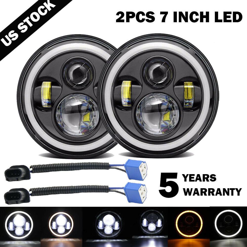 7" Inch 150w Car Led Lamp Durable Led Headlight Universal Car Led Headlight Car Accessories Angel Eyes Weatherproof