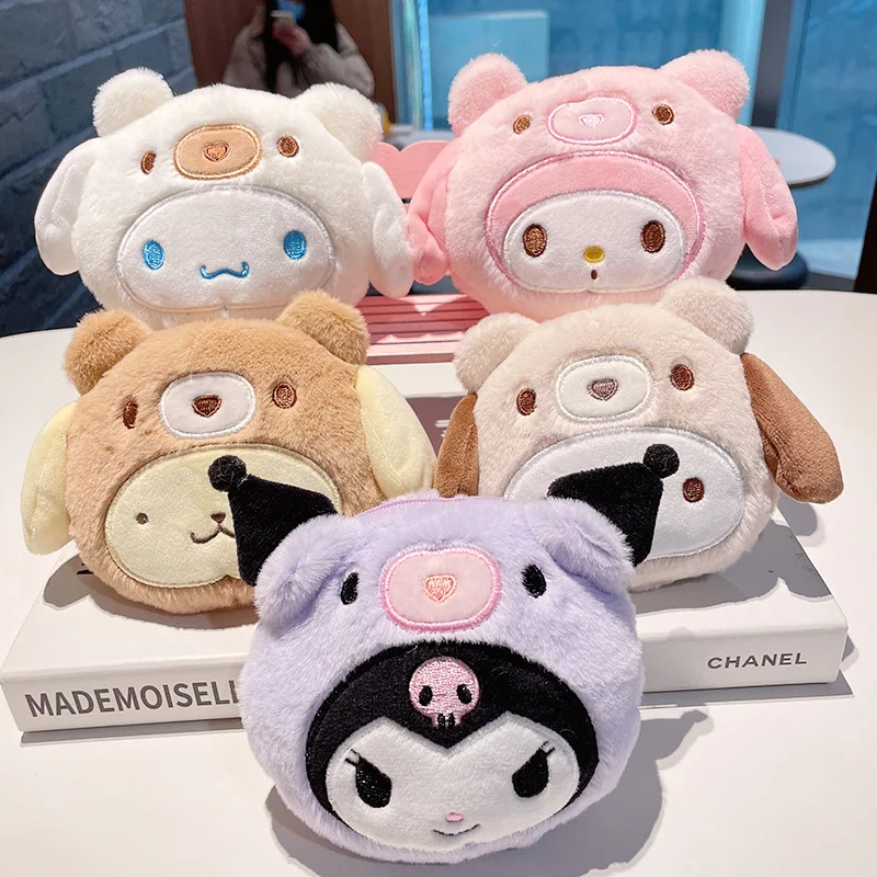 Sanrio Plush Keychain Bag Kawaii Cartoon Kuromi My Melody Coin Storage Purse Cinnamoroll Student