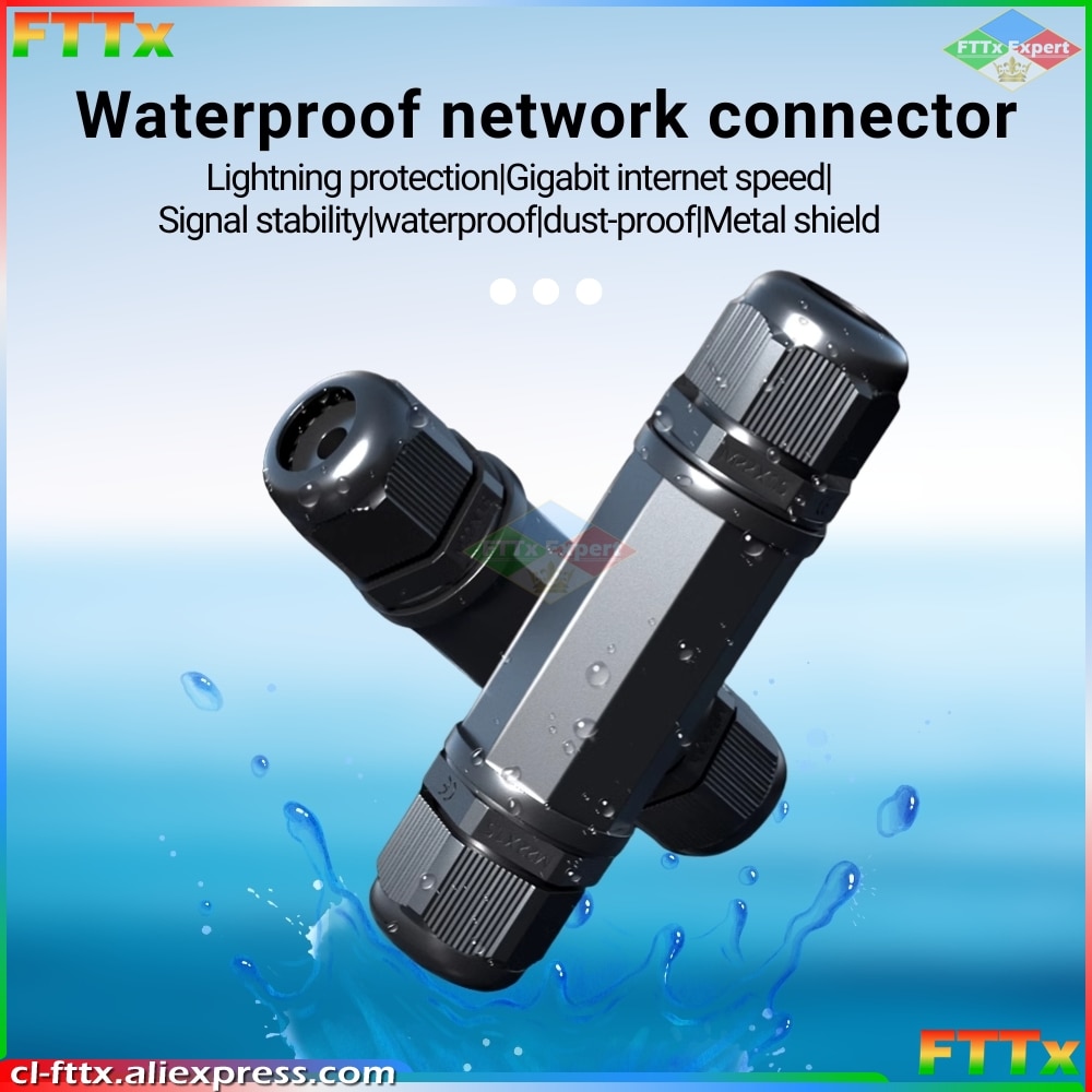 Waterproof RJ45 Connector Double Head Outdoor Lan Coupler Adapter Female for Cat5 Cat5 6 7 8P8C Cable