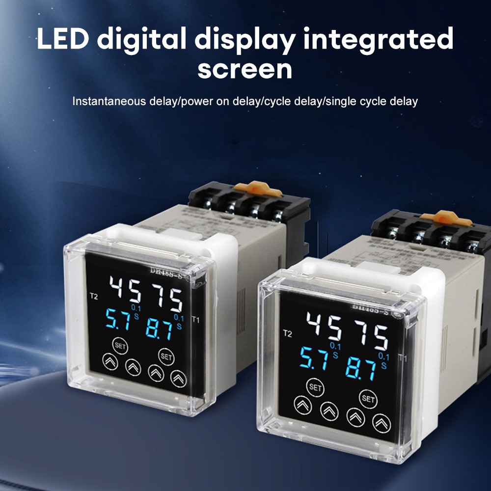 DH48S Digital Delay Time Relay Precision Programmable Cycle DH48S-S 1Z 2Z Series AC220V DC24V DC12V With Socket Base