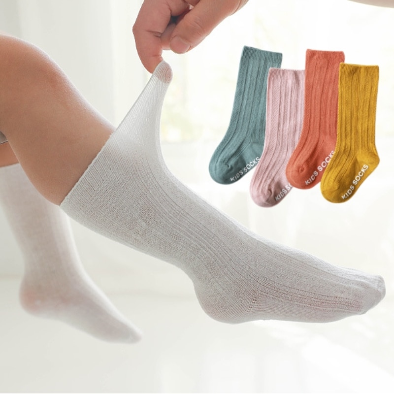 0-5 Years Spring Summer Kids Socks Breathable Baby Girls Long Sock Knee High Cotton Anti Slip Toddlers Children Princess Sock