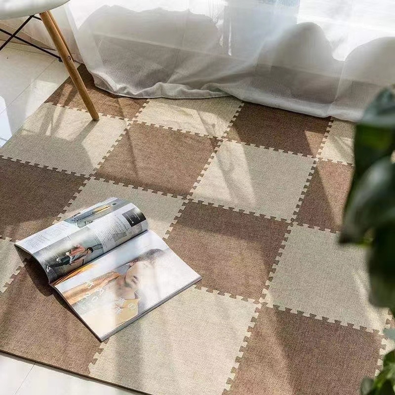 Tatame Linen Play Mats 10PCS Linen Baby Game Mat 30x30cm Activities Mat for Baby Mat Children Room Mat Tatame Floor Mat Foot Mat