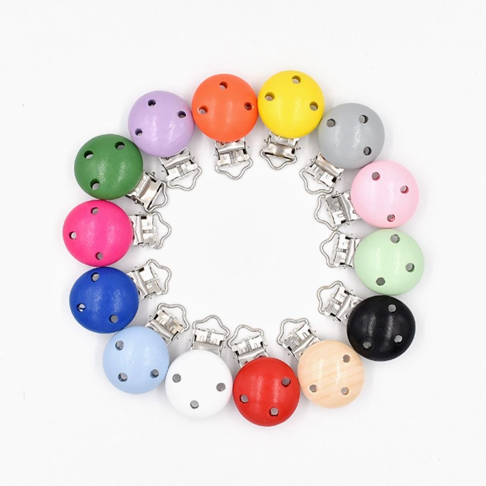Smooth BPA Free Baby Chain Nipple Beads Silicone Pacifier Wood Clips Toddler Teether Pacifier Clip