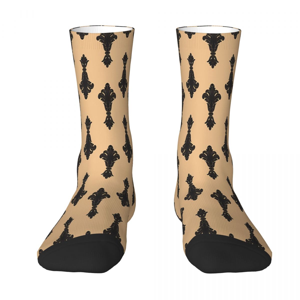 Black Fleur De Lis Sock Socks Men Women Polyester Stockings Customizable Design