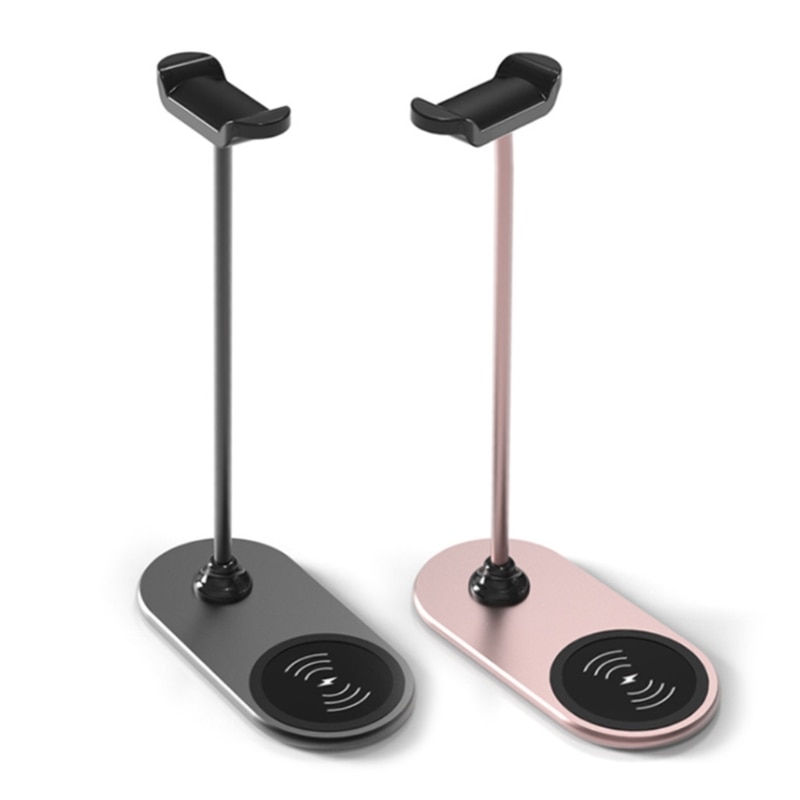 10.24in Height Universal Headphones Stand with Wireless Charger Earphone Hanger Anti-Scratch Hanger Earphones Mounting