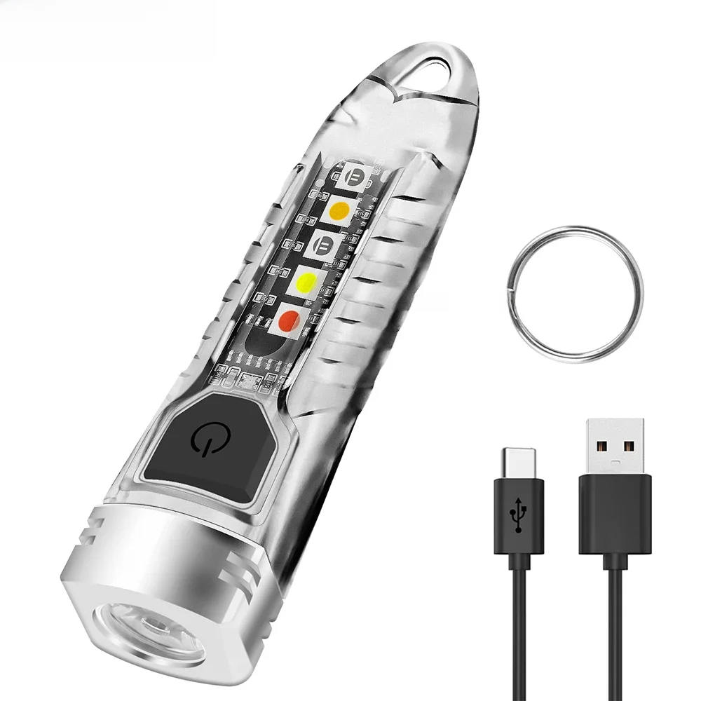BORUiT V1 LED Keychain Portable Fluorescent EDC Flashlight Work Light Type-C Rechargeable Mini Torch