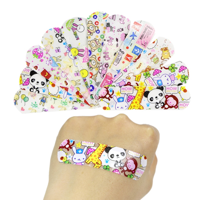 120pcs/set Cartoon Transparent Band Aid Animal Panda Rabbit Monkey Prints Wound Plaster Kawaii Skin Patch Adhesive Bandages Tape