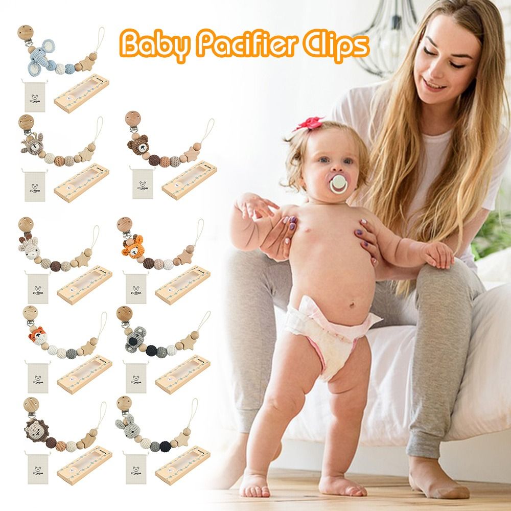 Baby Accessories With Storage Bag Anti-Drop Beech Wood Pacifier Holder Dummy Holder Baby Pacifier Clips Soother Chain