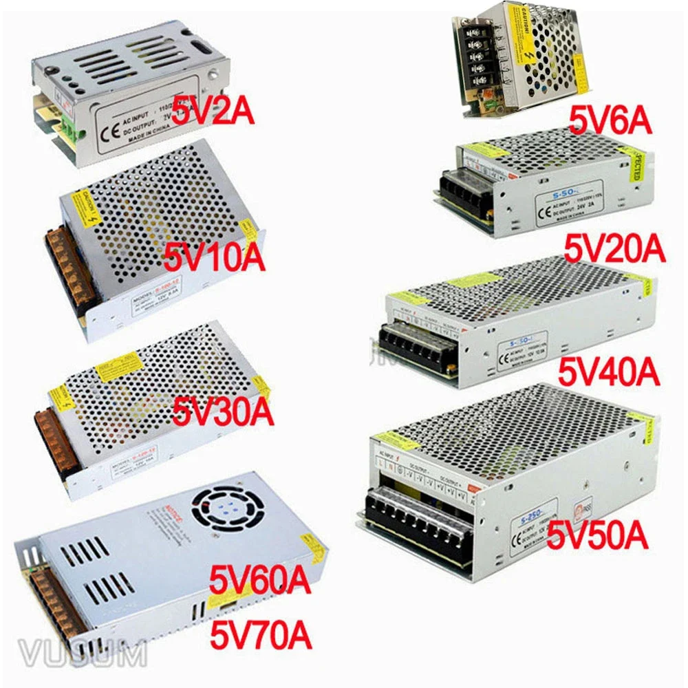 DC 5V 2A 3A 4A 5A 8A 10A 12A 20A 30A 40A 60A Switch LED Power Supply Transformers Adapter WS2812B