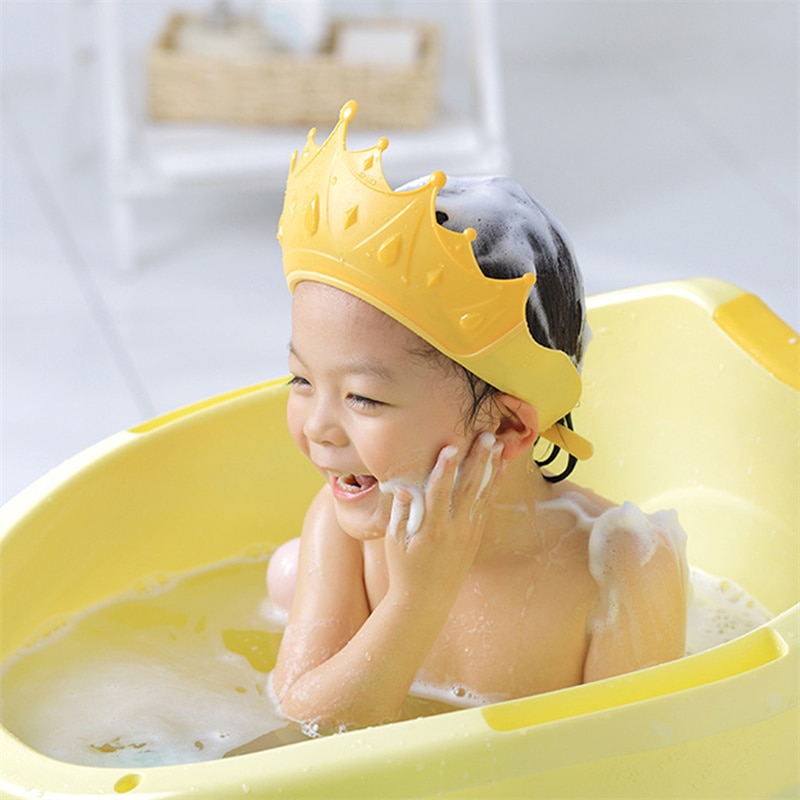Baby Swim Shower Cap Solid Kawaii Baby Wash Hair Shower Cap Adjustable Eye Protection Head Water Cover Cap 2023