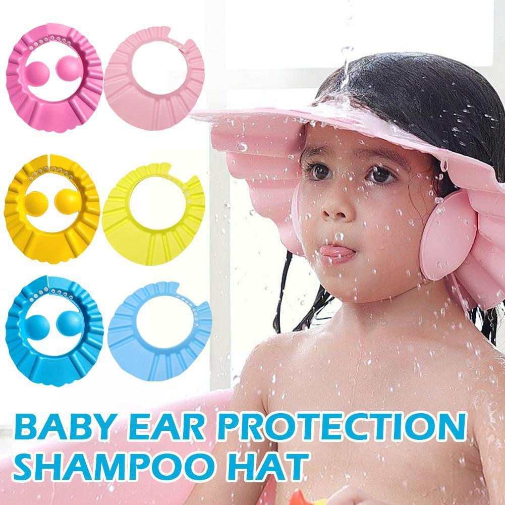 Cute Baby Bath Shower Cap Adjustable Kids Infant Girl Hair Shampoo Children Wash Cover Ear Hat Cap Boy C2g7