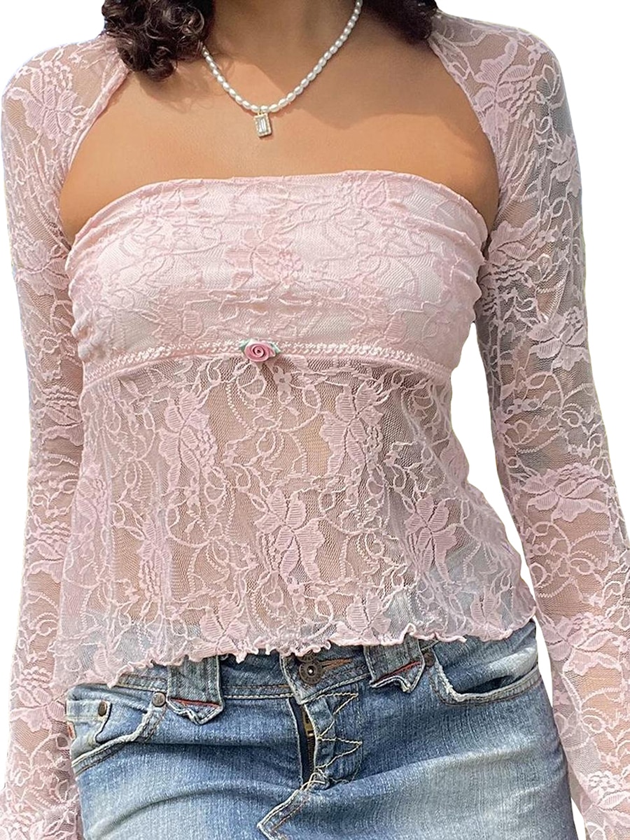 MXVPY Women s Sexy Flower Print Tube Top Strapless Backless Low-Cut Sleeveless Slim Fit Bandeau Tops Club Party Top ( 29-Pink