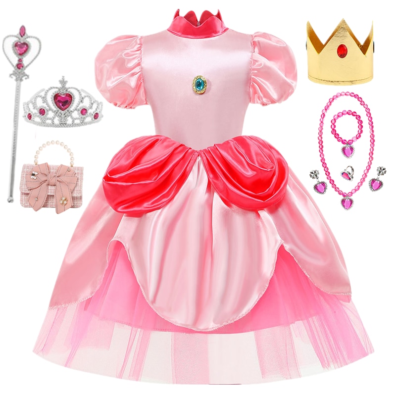 Peach Princess Dress for Girl Stage Performance Clothes Children Halloween Carnival Party Revelry Festival Cosplay Costume