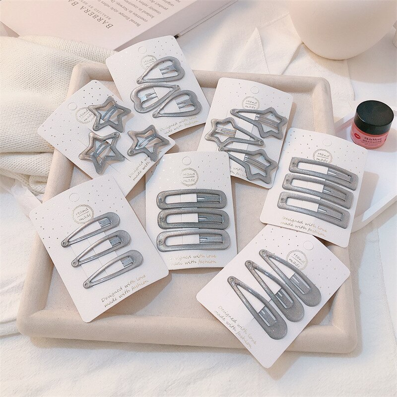 3pcs/set Fashion Girl Headwear Korean Silver Bang Side Clip for Kids Girl Lovely Fine Flash Barrettes Women Hair Accessories
