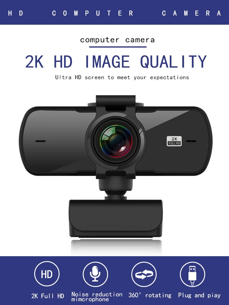 Webcam 2K Full HD 1080P Web Camera Autofocus With Microphone USB Web Cam For PC Computer Mac Laptop