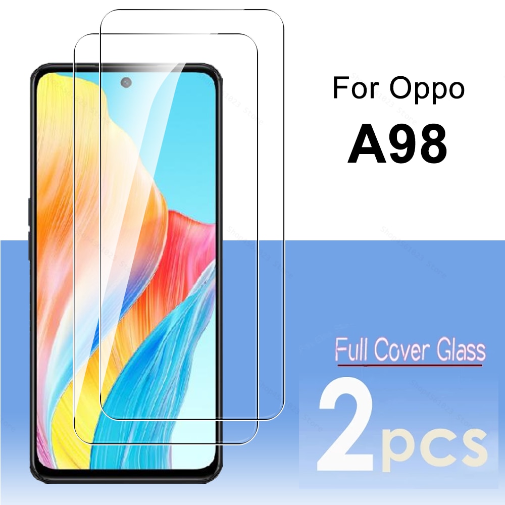 2Pcs For Oppo A98 5G 2023 Full Cover Tempered Glass Appo Orro A 98 98A OppoA98 CPH2529 2023 6.72'' Safety Armor Screen