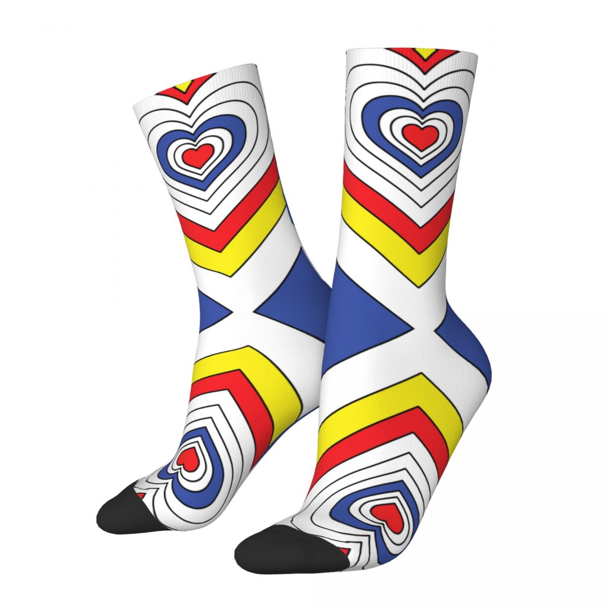 Colorful De Stijl Inspired Hearts Theme Design Warm Crew Socks Product All Season Unique Super Soft Middle Tube Socks Non-slip