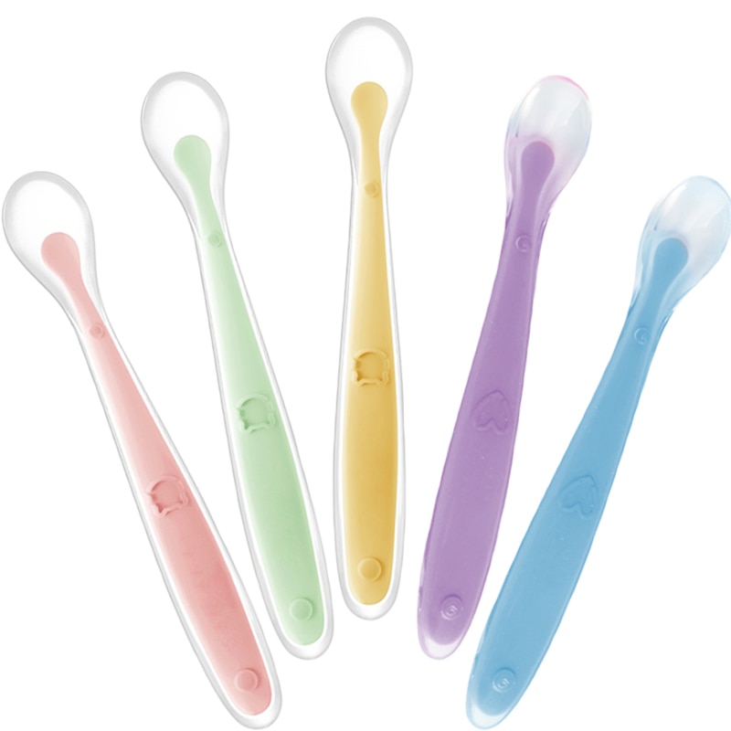 BPA Free Baby Silicone Soft Spoons First Stage Training Feeding Spoon for Kids Toddlers Children Infants Gum-Friendly Utensils