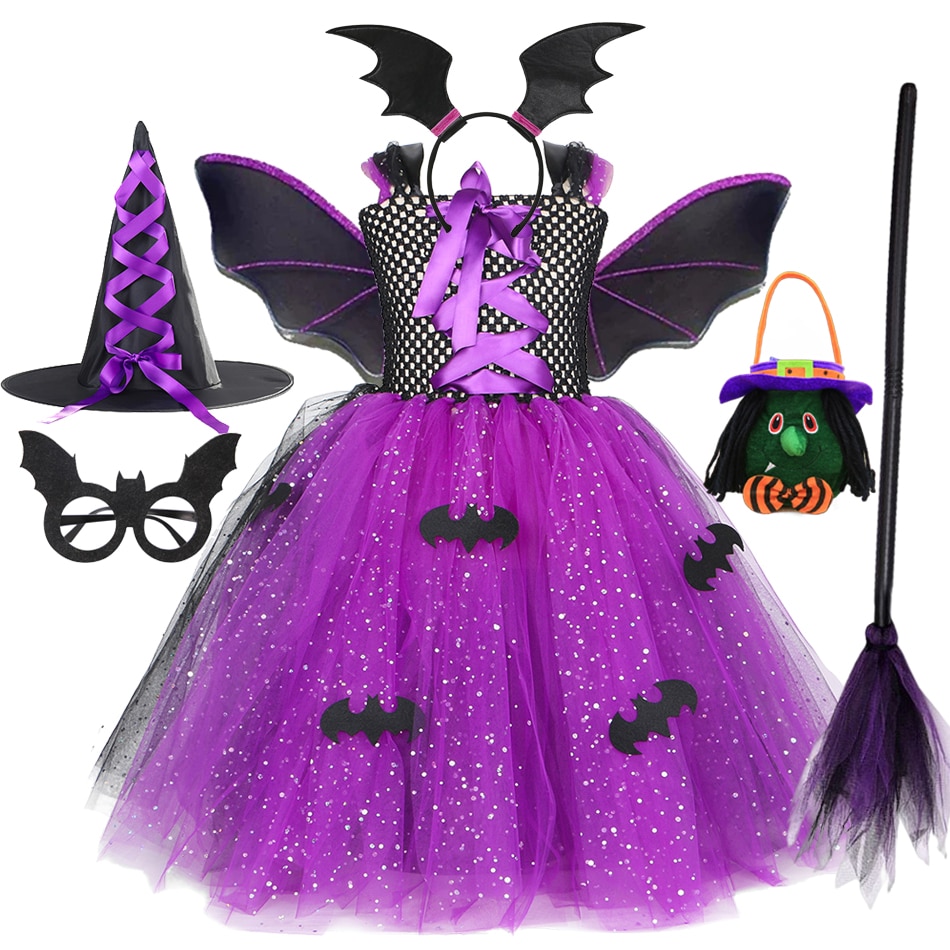 Girls Vampire Halloween Cosplay Witch Costume Children Disguise Guise Carnival Vestidos Party Fancy Dress Clothing