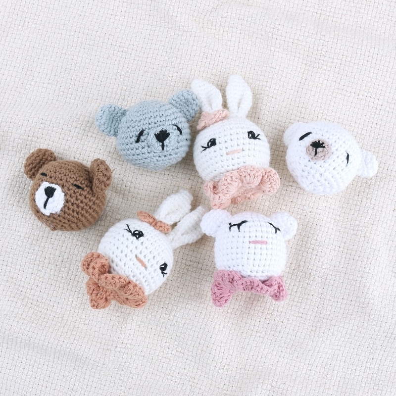 Crochet Bunny Bead Teether Pacifier Clip Diy Molar Bracelet Necklace Accessories