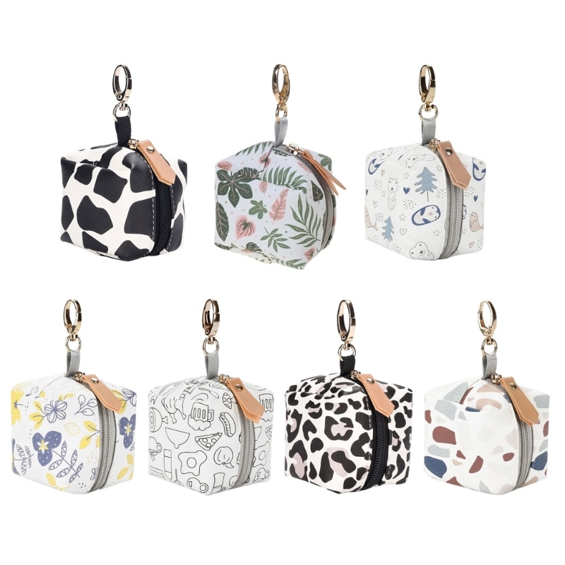 Multifunctional Pacifier Holder Bag PU Leather Pacifier Bag Waterproof Pacifier Storage Container Holds 2 Wholesale