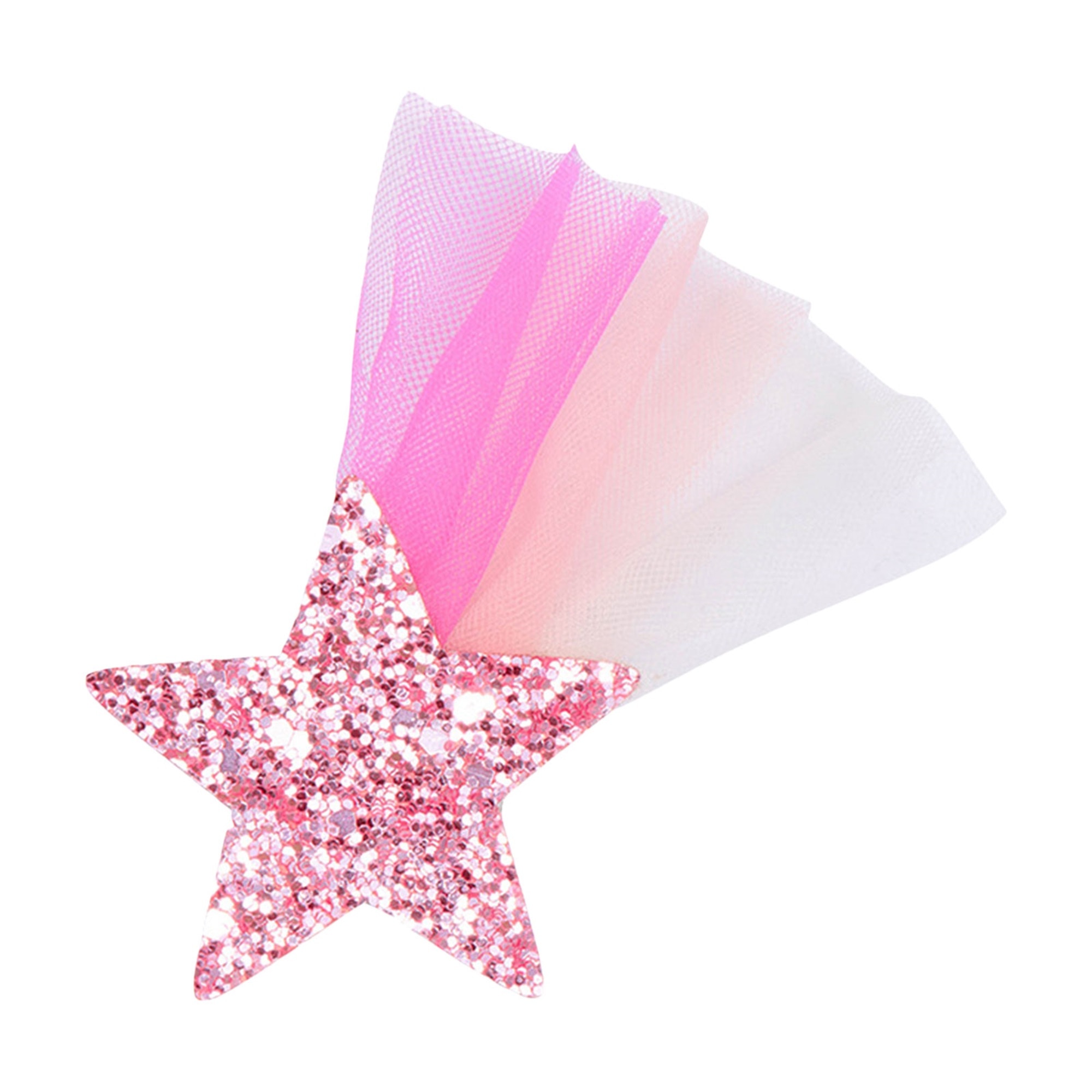 Sparkling Hair Accessories for Little Princesses Glitter Tulle Barrettes with Star-Shaped Clips for Toddlers