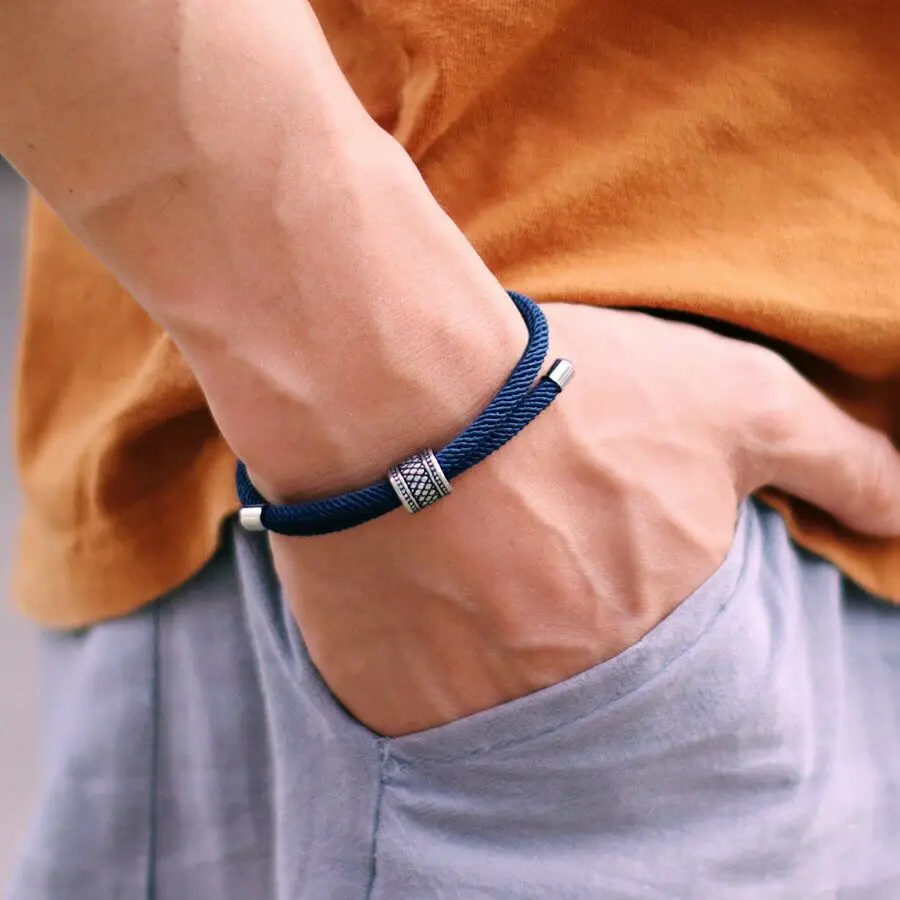 Noter New In Mens Bracelet Vintage Viking Braclet Homme 4mm Nylon Cord Chain Braslet Adjustable