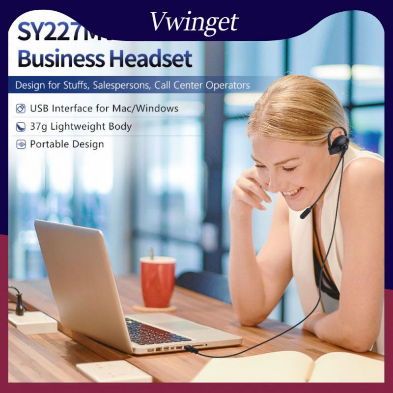 Wire Control 3.5mm Aux Call Center Headphone With Mic Volume Control Wired Business Headset For Clear Call With Microphone
