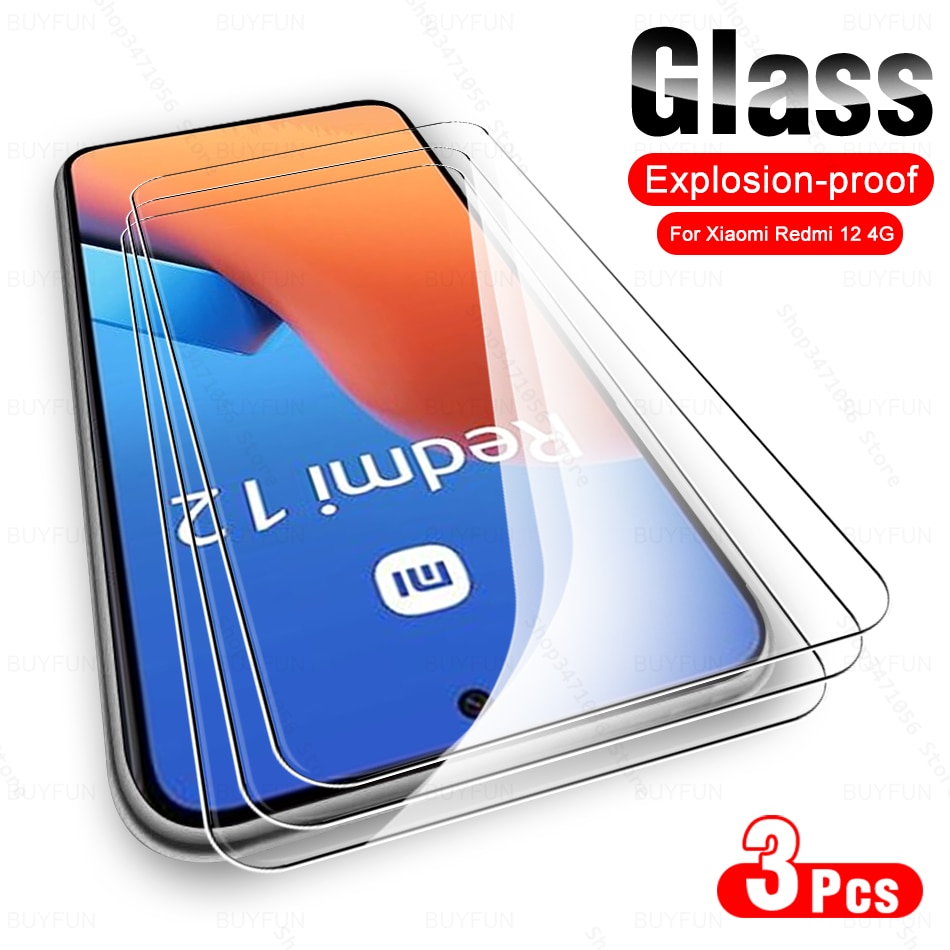 3Pcs Explosion-proof Glass For Xiaomi Redmi 12 4G 2023 Screen Protector Tempered Glass Readmi Redmy Radmi 12 Redmi12 6.79inches