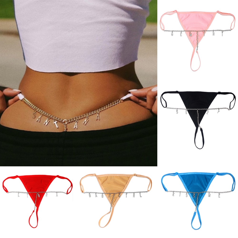 Customized Colorful Thong Panties Letter Name Waist Chain For Women Constellation Body Chain Thongs Body Jewelry Dropshipping