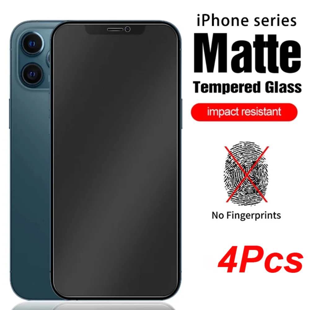 4Pcs Matte Screen Protectors for iPhone 12 13 Pro Max Mini 6 8 7 Plus SE2020 Frosted Glass for