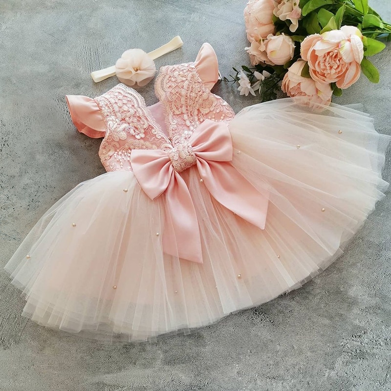 Elegant Girls Princess Dress Birthday Party Costume Evening Formal Dress Lace Red Christmas Baby Girls Dress Girls Clothes