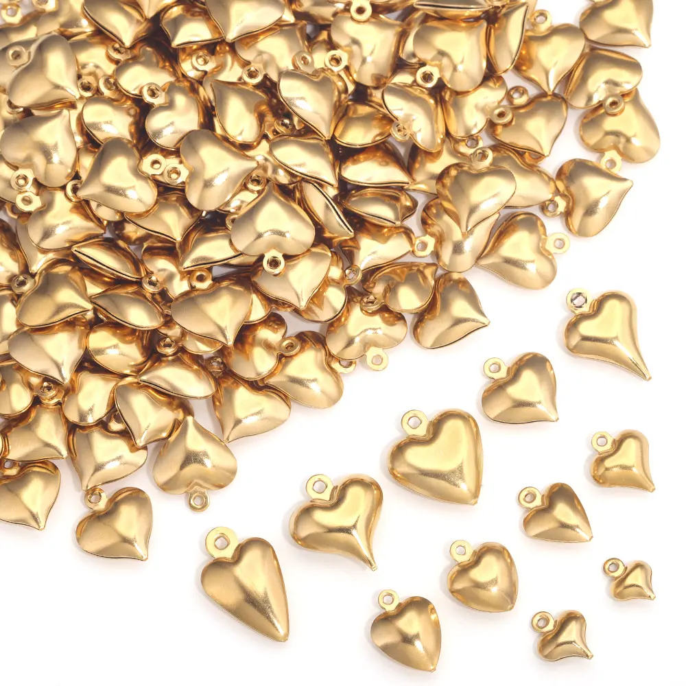 20pcs Small Heart Charms Stainless Steel Love Hollow Pendants for DIY Necklace Bracelet Jewelry