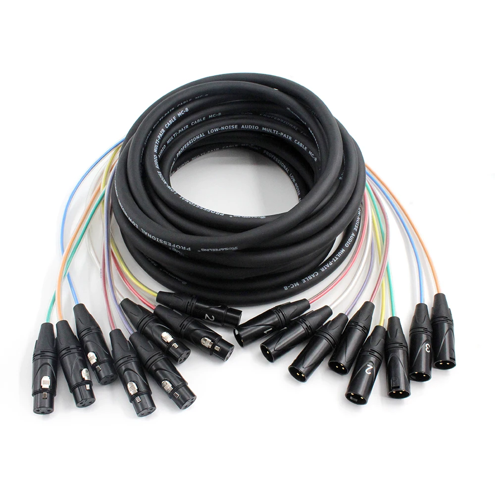 2 4 6 8 12 16 Channel Professional Multi-Media 3 Pin XLR Cable Male To Female Balanced Audio